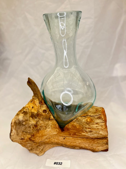 Wurzelvase 32 cm #32 Detailansicht - Einzigartige Kaffeewurzel mit Glasvase | shinypresents.de