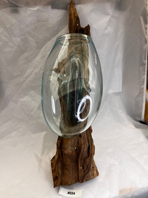 Wurzelvase Wandmontage 50 cm #34 - Handgefertigte Wanddeko auf natürlicher Kaffeewurzel | shinypresents.de