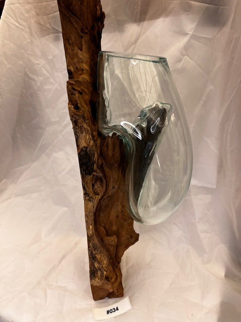 Wurzelvase Wandmontage 50 cm #34 Detailansicht - Einzigartige Kaffeewurzel mit Glasvase für die Wand | shinypresents.de