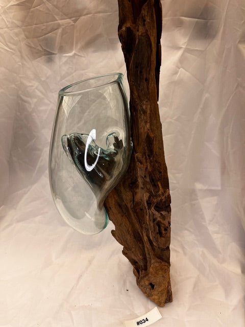 Wurzelvase Wandmontage 50 cm #34 Seitenansicht - Natürliche Holzwurzel mit integrierter Vase | shinypresents.de