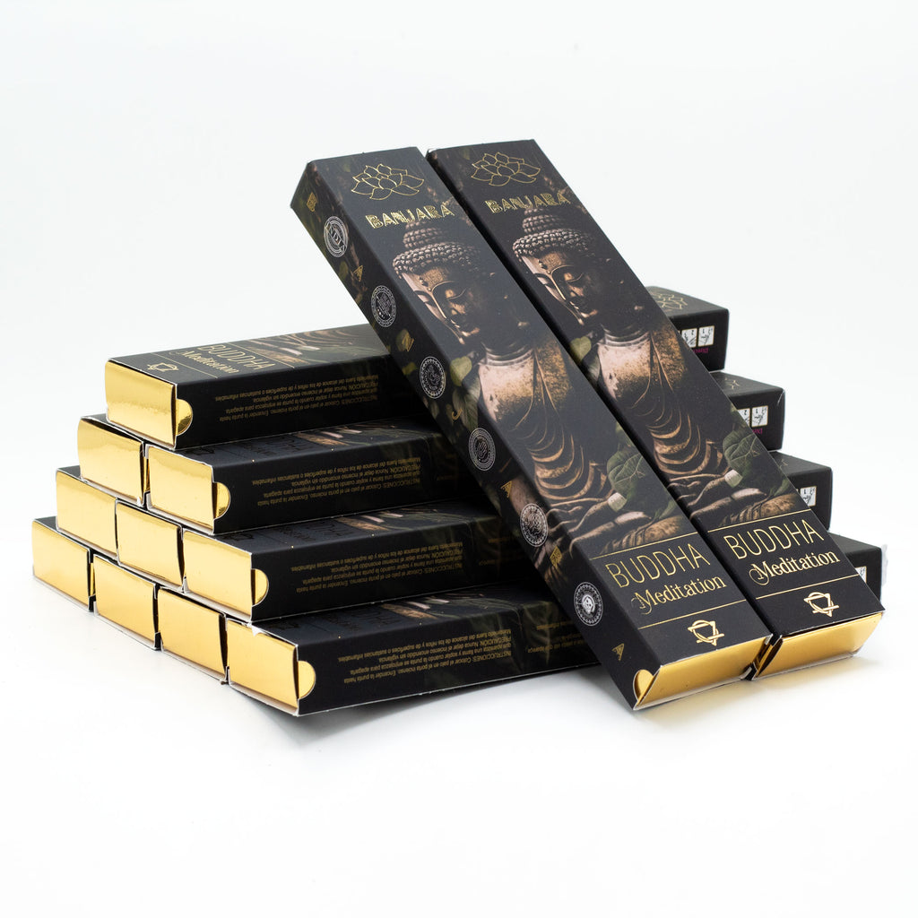 Banjara Buddha Meditation Räucherstäbchen Verpackung - Traditionelle indische Räucherstäbchen für Meditation und Yoga