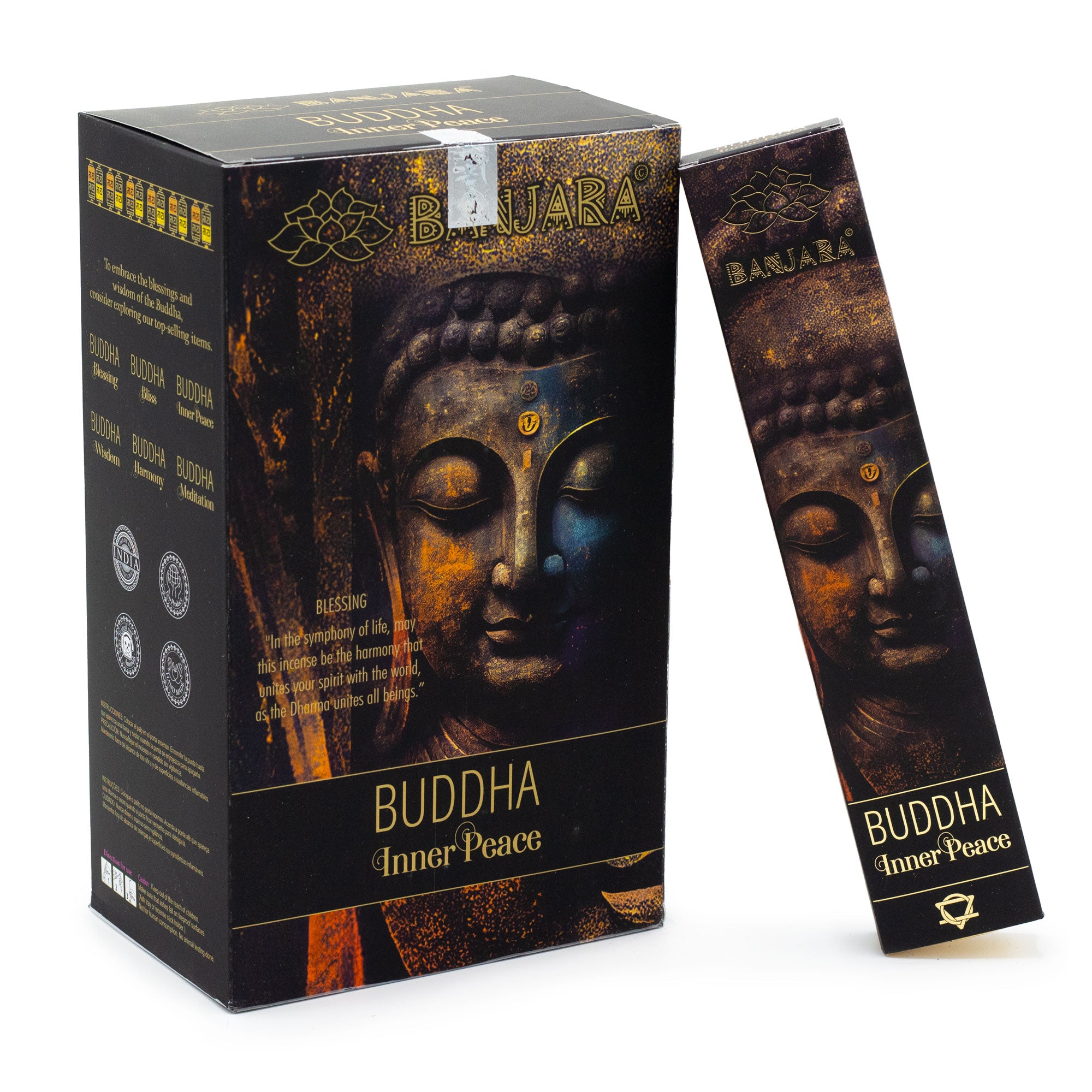 Banjara Buddha Innerer Frieden Räucherstäbchen Verpackung - Traditionelle indische Räucherstäbchen für Meditation und Yoga jetz bei shinypresents.de kaufen