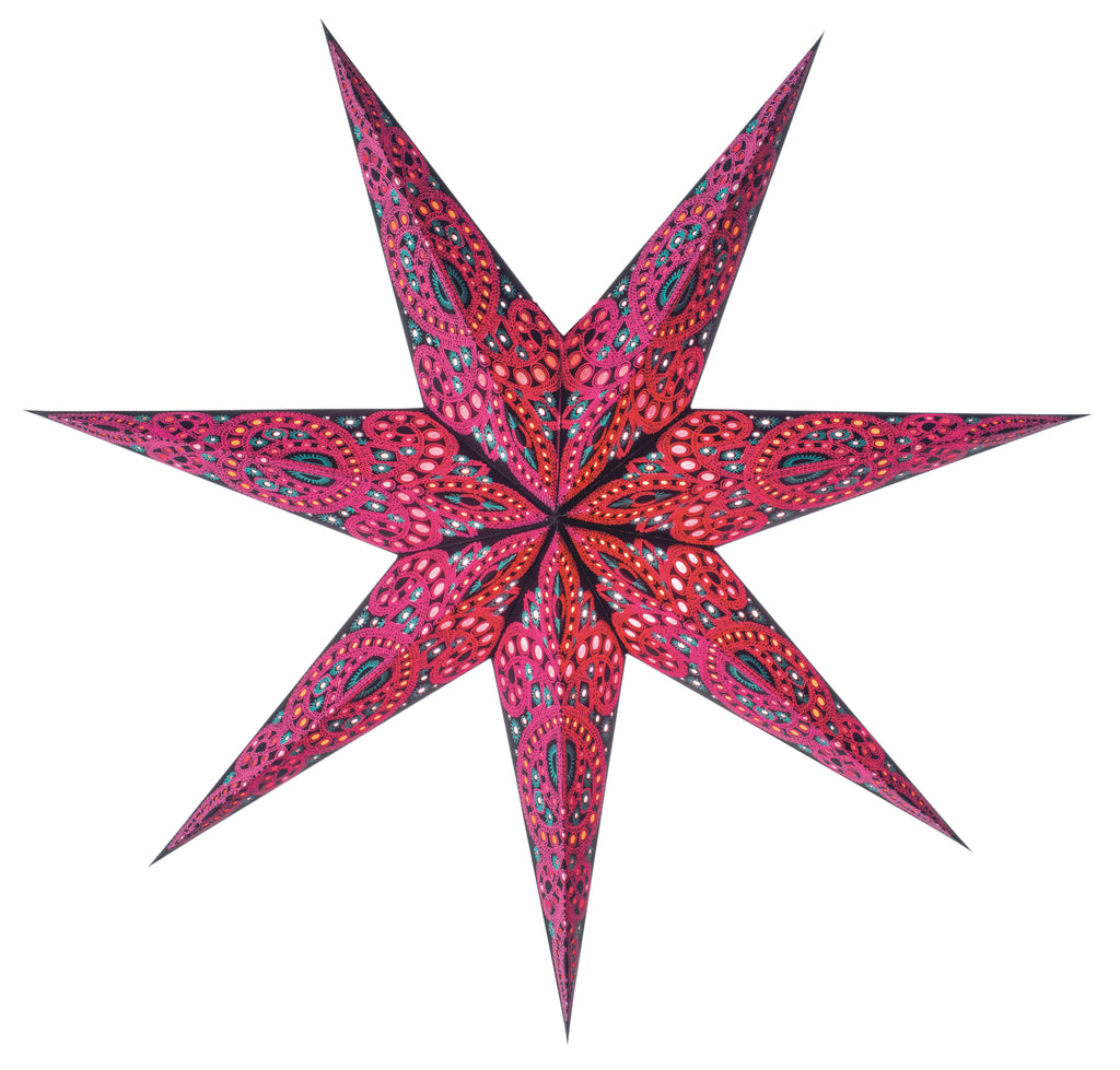 starlightz indira fuchsia 60cm Leuchtstern - Handgefertigter Papierstern in Pink-Fuchsia mit orientalischem Design | shinypresents.de