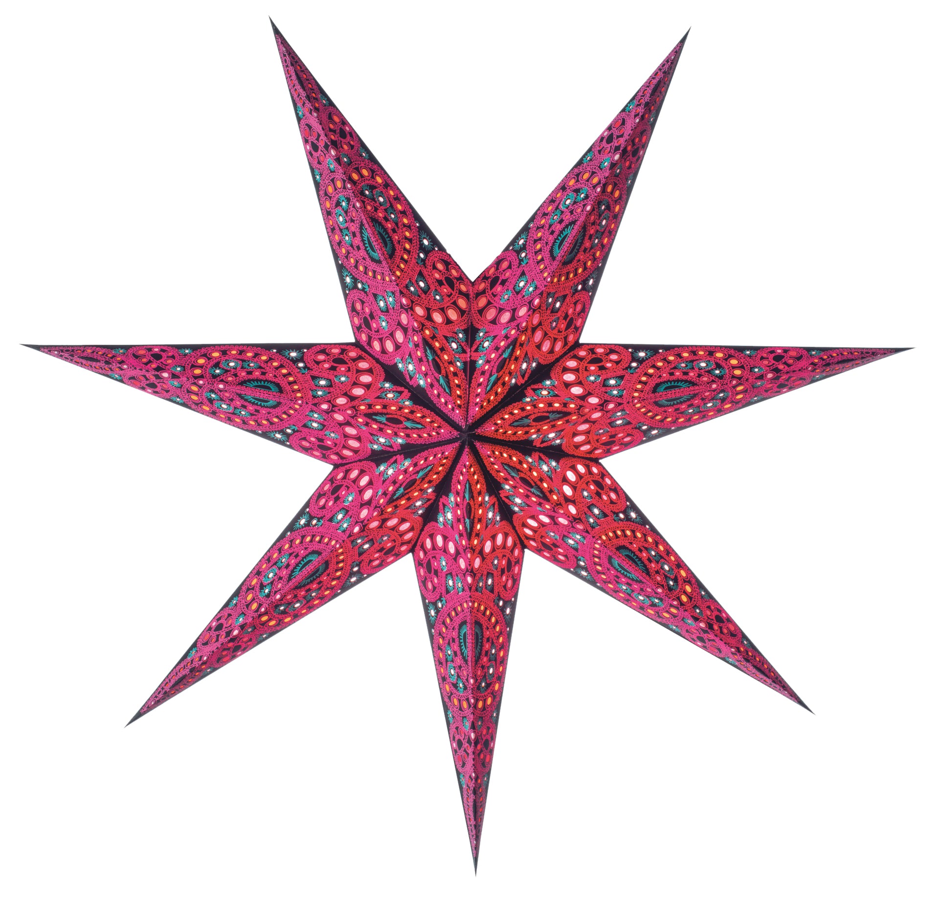 starlightz indira fuchsia 60cm Leuchtstern - Handgefertigter Papierstern in Pink-Fuchsia mit orientalischem Design | shinypresents.de