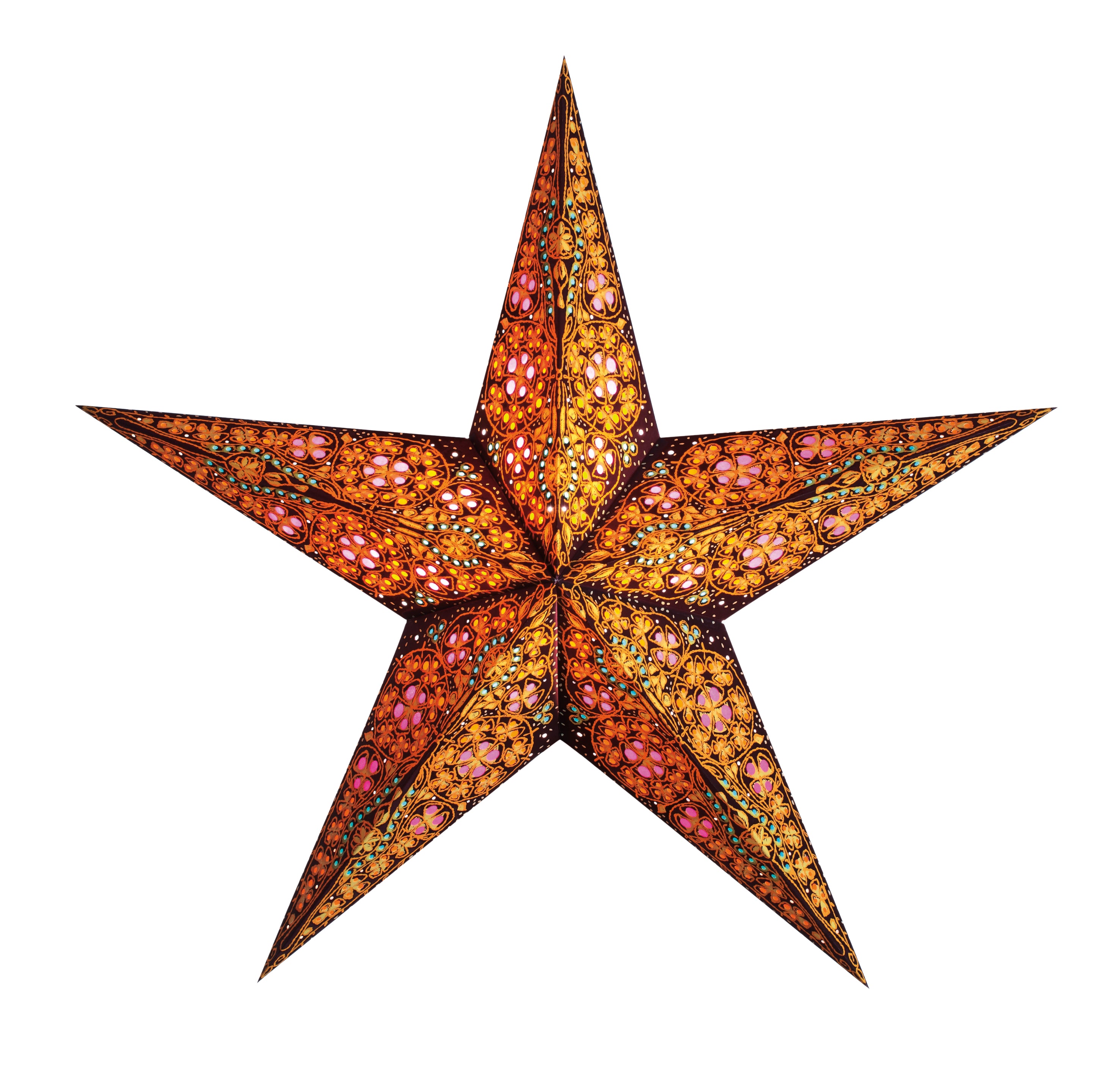 starlightz kalea amber 60cm Leuchtstern - Handgefertigter Papierstern in Amber-Bernstein mit lebendigen Farben | shinypresents.de