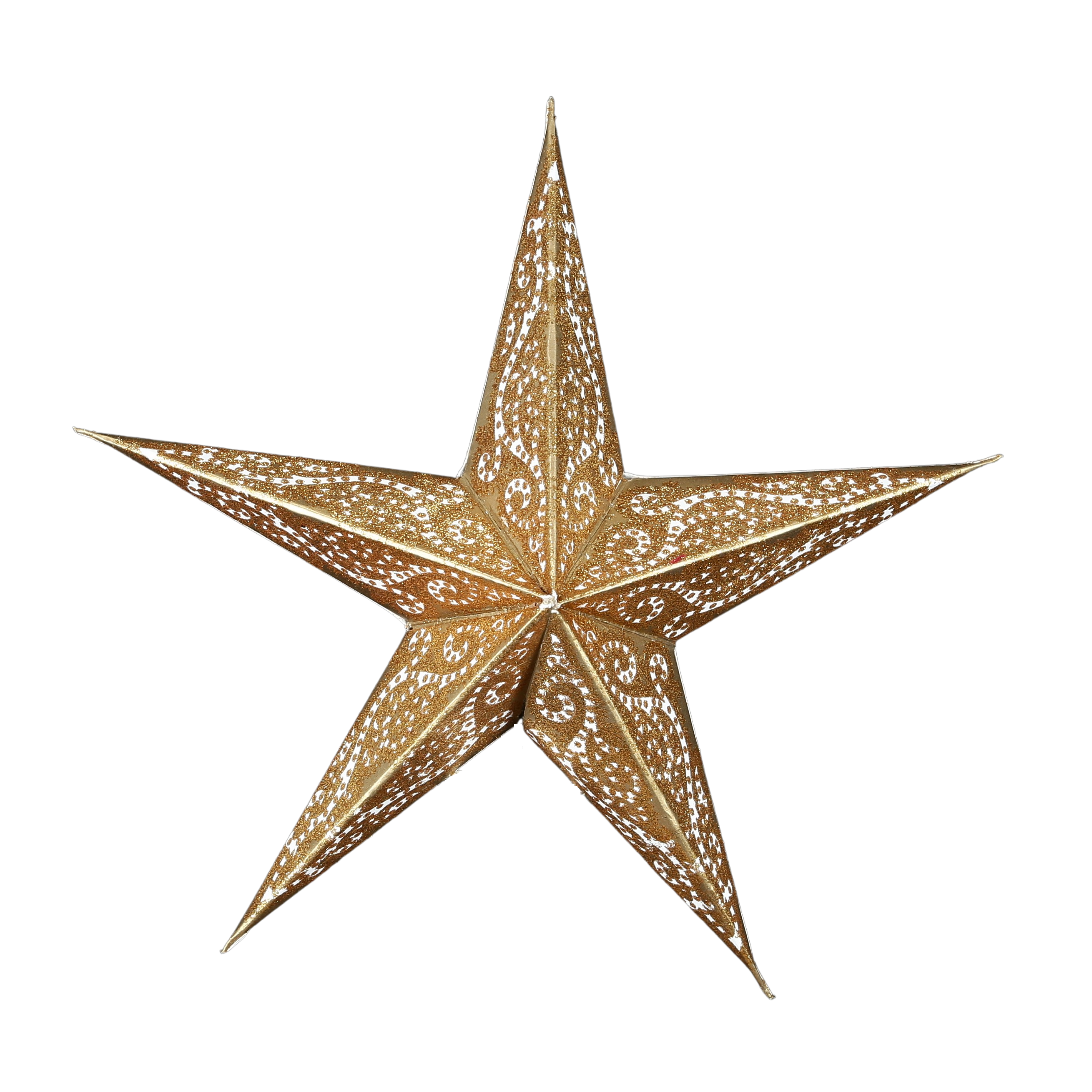 Mini Stern Mandala Gold Goldglitter 5 Zacken, funkelnder Papierstern mit Mandala-Muster, shinypresents.de
