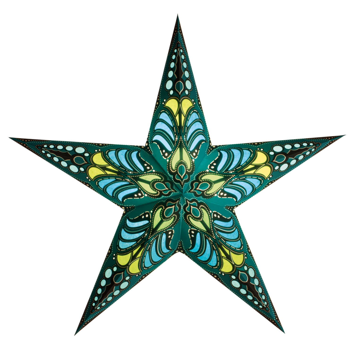 starlightz ramadasa teal Leuchtstern 60cm - Handgefertigter türkisfarbener Papierstern mit dekorativem Muster | shinypresents.de