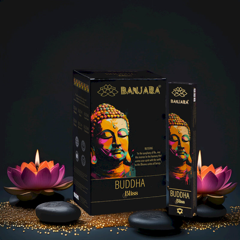 Banjara Buddha Glückseligkeit Räucherstäbchen - Handgerollte Räucherstäbchen mit 100% natürlichen Zutaten | shinypresents.de