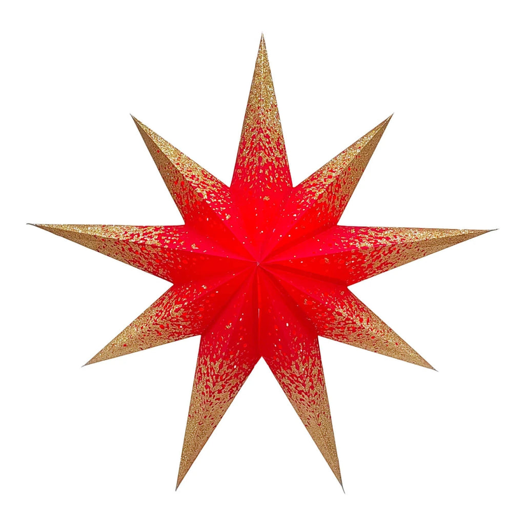 starlightz bianco m red gold sparkle Papierstern - elegante rot-goldene Beleuchtung mit Glitzereffekt - shinypresents.de