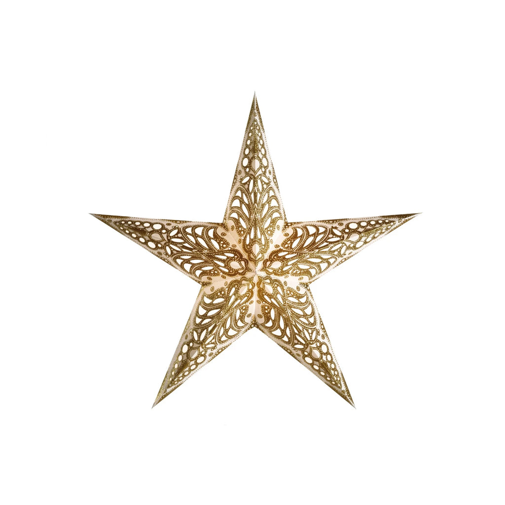 starlightz geeta gold Leuchtstern 60cm - Handgefertigter goldener Papierstern mit dekorativem Muster | shinypresents.de