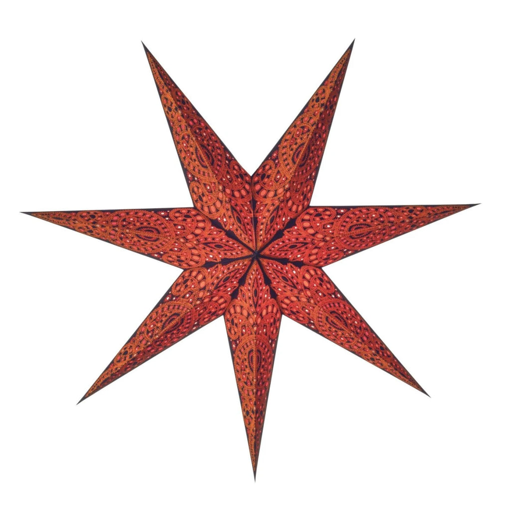 starlightz indira masala 60cm Leuchtstern - Handgefertigter Papierstern in Masala-Orange mit orientalischem Design | shinypresents.de