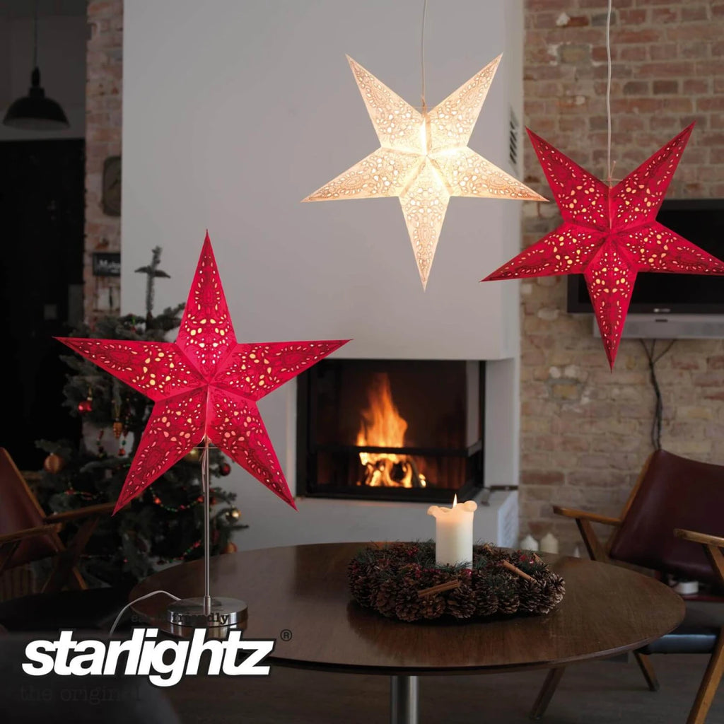 starlightz mono Red Leuchtstern Detailansicht - Klassisches Design in leuchtendem Rot | shinypresents.de
