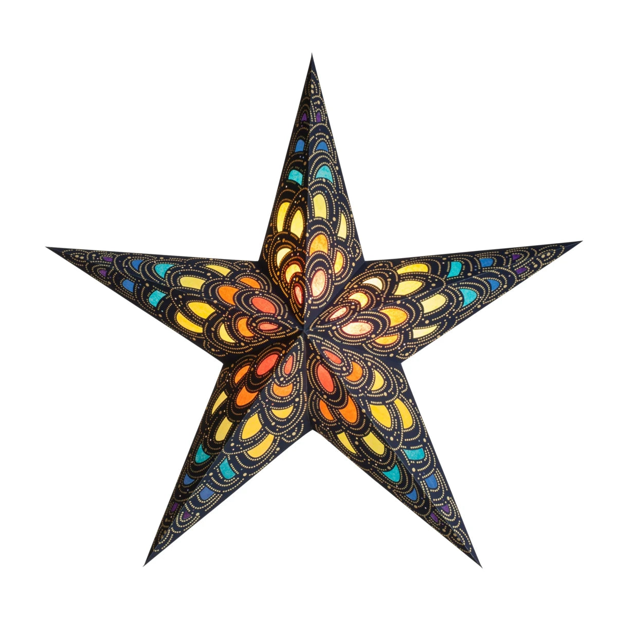 starlightz nari rainbow Leuchtstern 60cm - Handgefertigter bunter Papierstern in Regenbogenfarben für stimmungsvolle Beleuchtung | shinypresents.de