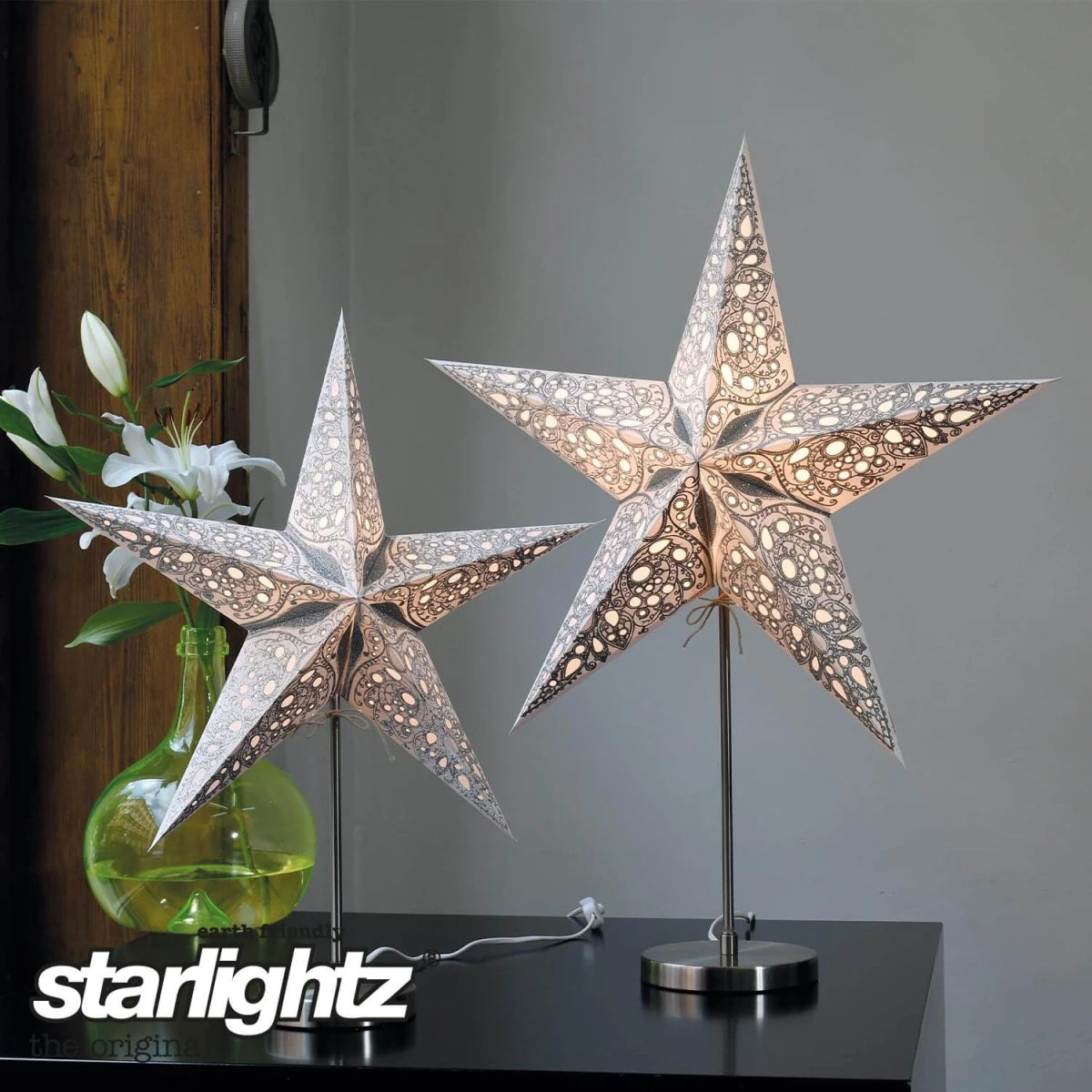 starlightz raja SMALL Leuchtstern silver Detailansicht - Elegantes Design mit feinen Details für stimmungsvolle Beleuchtung | shinypresents.de
