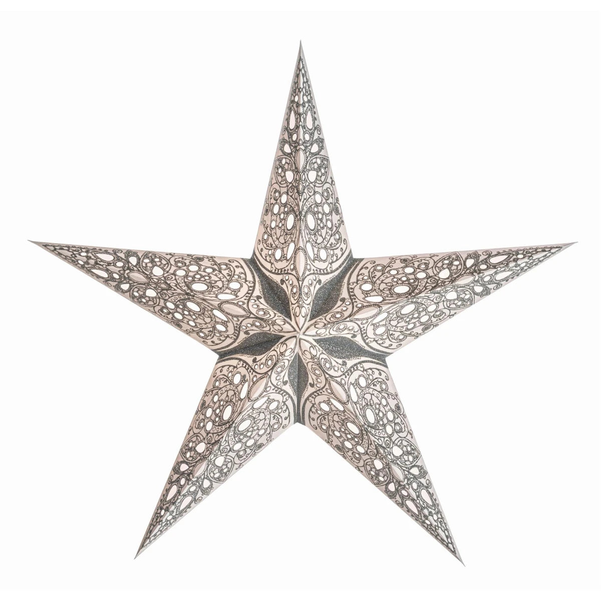 starlightz Raja Silver 60cm Leuchtstern - Handgefertigter silberner Papierstern mit orientalischem Design | shinypresents.de
