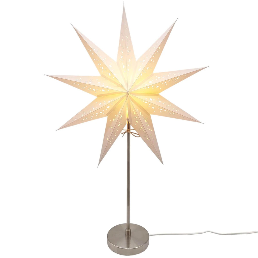 starlightz Lampenfuß M Edelstahl gebürstet - Eleganter Tischständer für Papiersterne Größe S und M | shinypresents.de