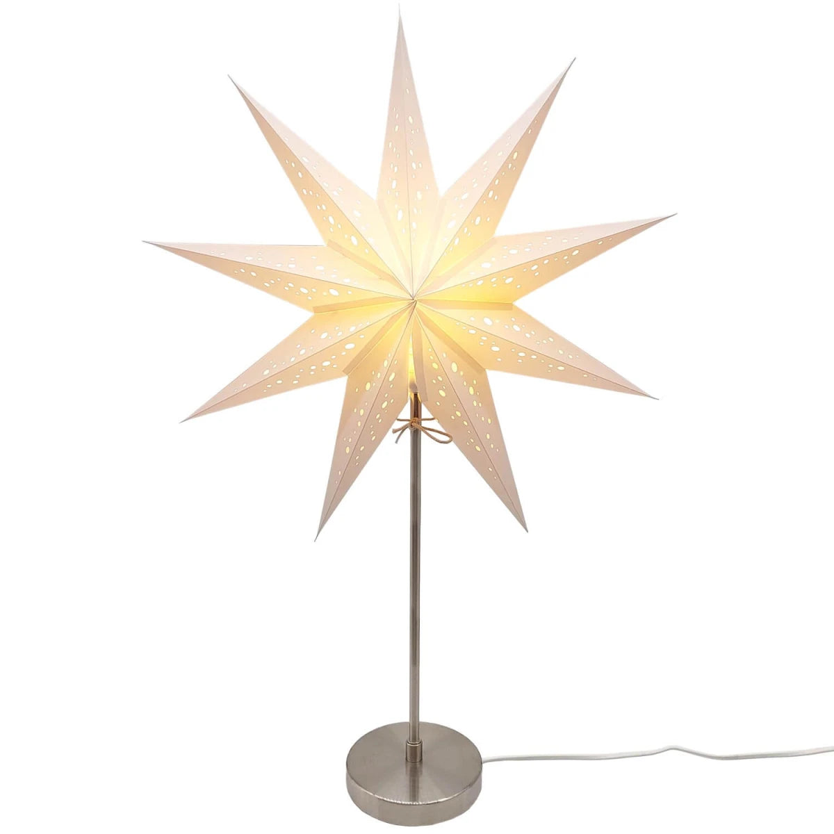 starlightz Lampenfuß M Edelstahl gebürstet - Eleganter Tischständer für Papiersterne Größe S und M | shinypresents.de