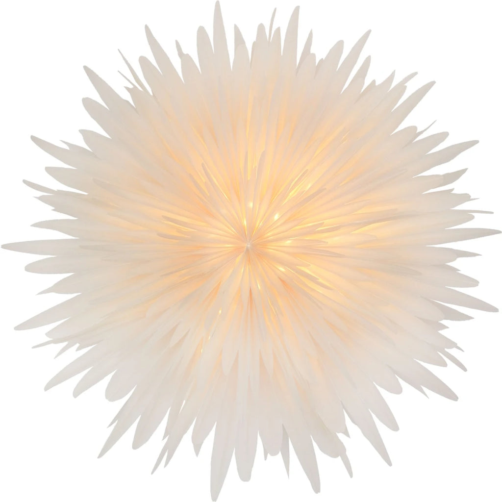 Stella-Dalia Pergamentpapier weiß 60cm - Handgefertigter weißer Papierstern aus zartem Pergament mit floralem Design | shinypresents.de